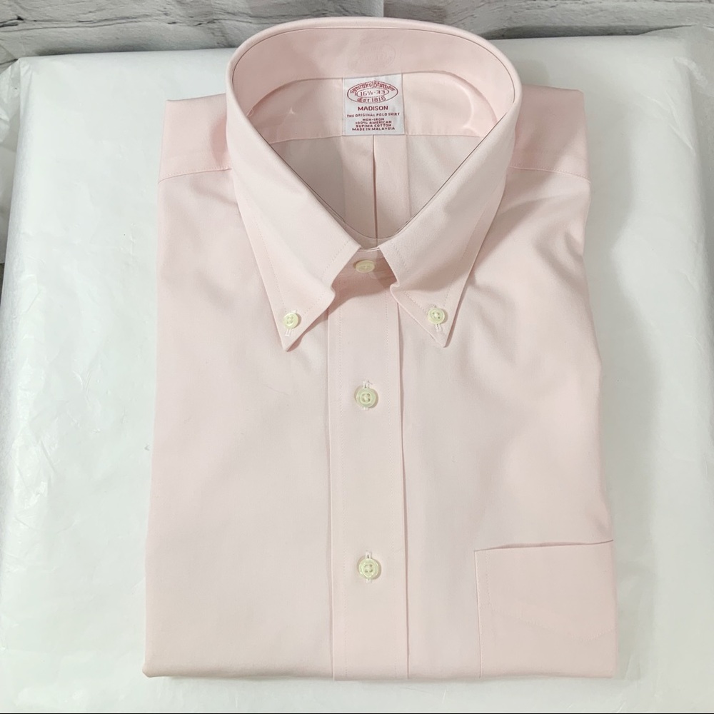 Brooks Brothers Pink No-Iron Shirt size 16 1/2 -33